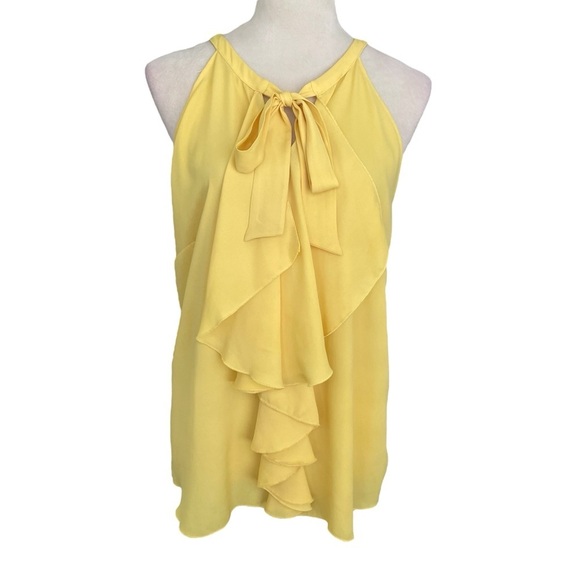 New York & Co Feminine Casual Whimsy Fairy Ruffle Halter Front Bow Top Women L - Picture 3 of 7